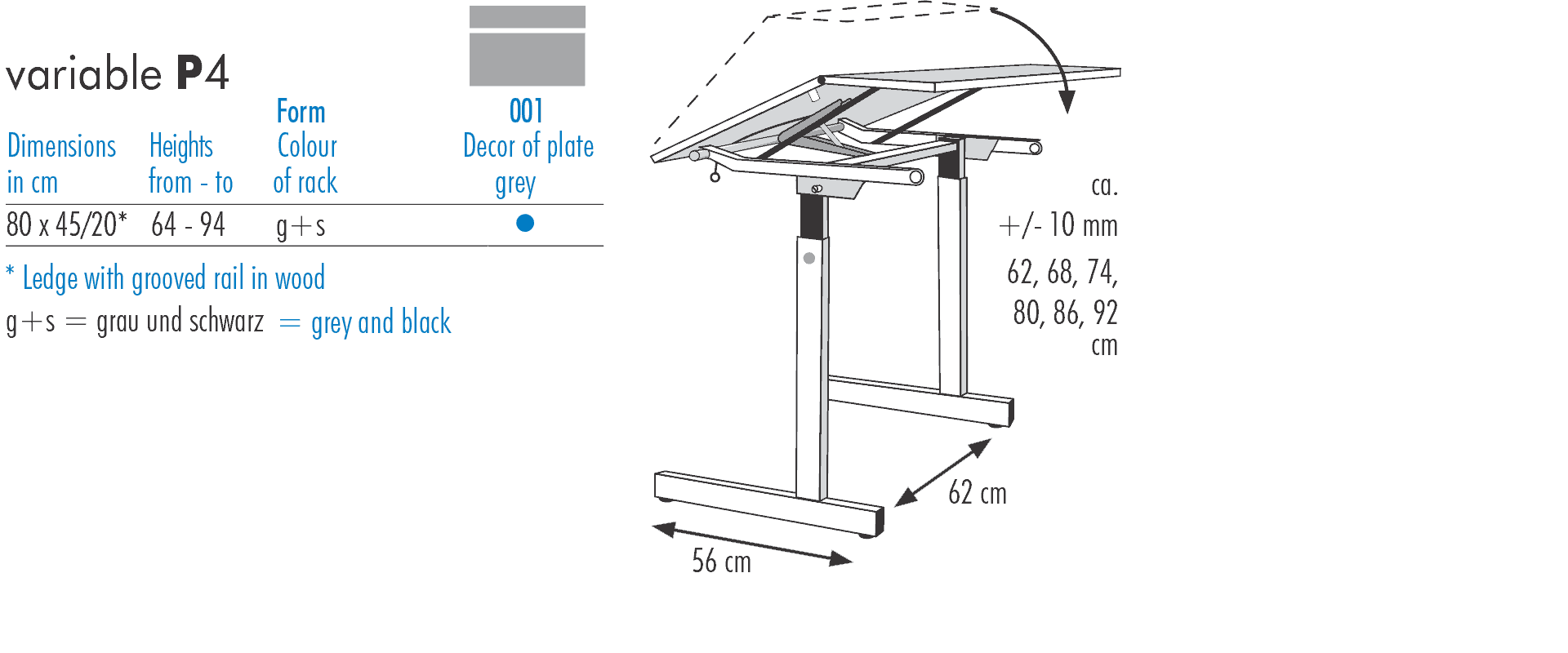 table sizes